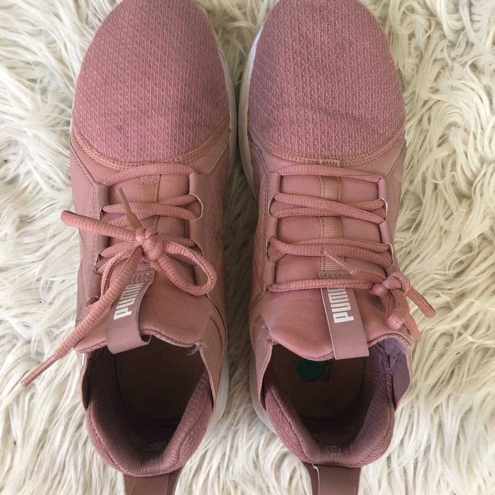 Rose Gold Puma Tennis Shoes